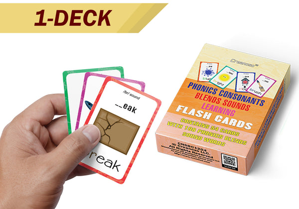 Creanoso Phonics Consonant Blends Sounds Learning Cards (1-Deck) - Fun Stocking Stuffers for Theme Party Favors Supply Props Games - Suitable for Kids Boys Girls Children - Waterproof Plastic Cards