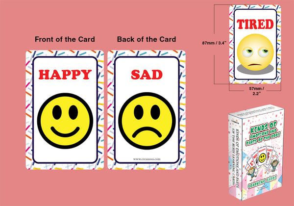 Creanoso Kinds of Emotions, Parts of the Body and Living Nonliving Things Learning Cards for Boys Girls Learning Cards for Kids Bulk Set (4-Deck) â€“ Gifts for Boys Girls Home Activities