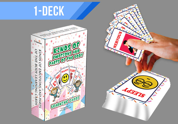 Creanoso Kinds of Emotions, Parts of the Body and Living Nonliving Things Learning Cards (1-Deck)-Stocking Stuffers Educational Flashcards for Children â€“ Perfect Parents Teachers Teaching Tool