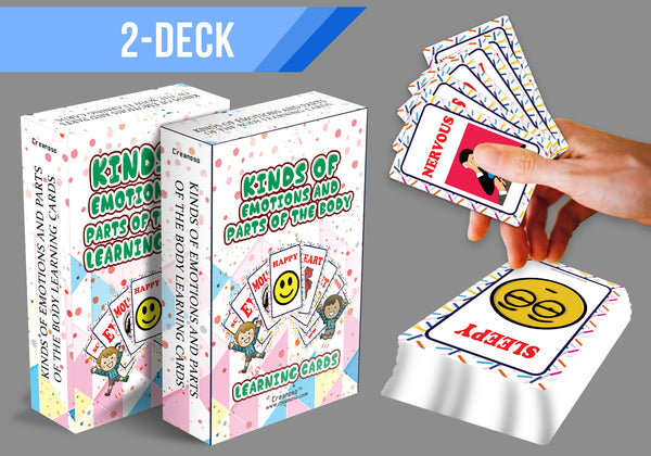 Creanoso Kinds of Emotions, Parts of the Body and Living Nonliving Things Learning Cards for Boys Girls (2-Deck) â€“ Learning Day Care Classroom Nursery Home Teaching Supplementary Educational Cards