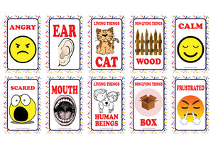 Creanoso Kinds of Emotions, Parts of the Body and Living Nonliving Things Learning Cards for Boys Girls Learning Cards for Kids Bulk Set (4-Deck) â€“ Gifts for Boys Girls Home Activities
