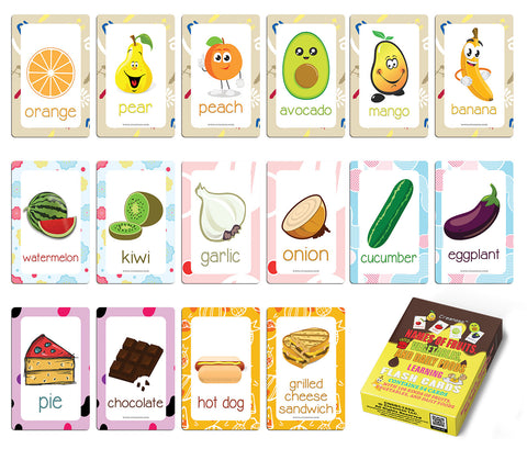 Names of Fruits, Vegetables, and Daily Foods Learning Cards (1-Deck)