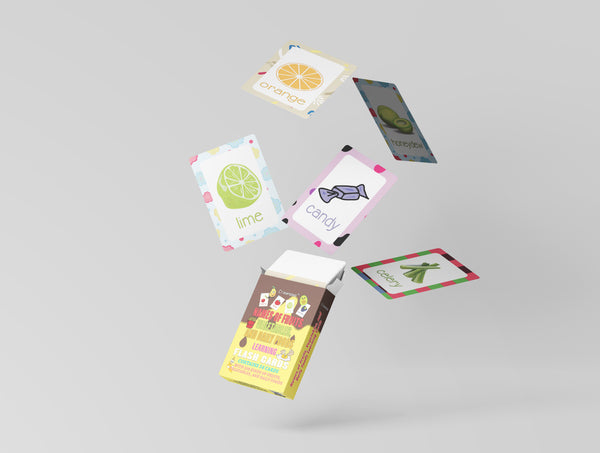 Names of Fruits, Vegetables, and Daily Foods Learning Cards (4-Deck)
