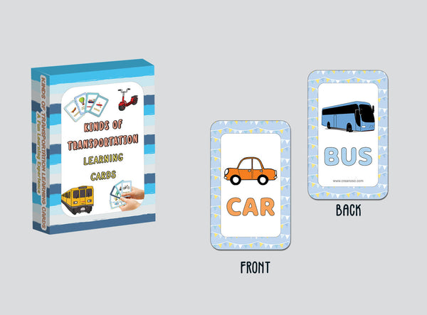 Creanoso Kinds of Transportation Learning Cards (2-Deck) - Classroom Reward Incentives for Students and Children - Stocking Stuffers Party Favors & Giveaways for Teens & Adults
