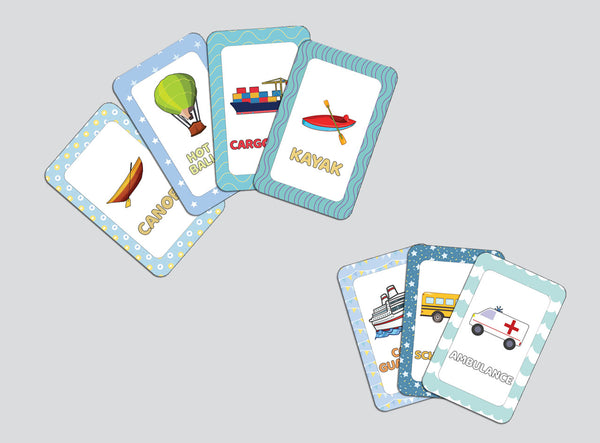 Creanoso Kinds of Transportation Learning Cards (2-Deck) - Classroom Reward Incentives for Students and Children - Stocking Stuffers Party Favors & Giveaways for Teens & Adults