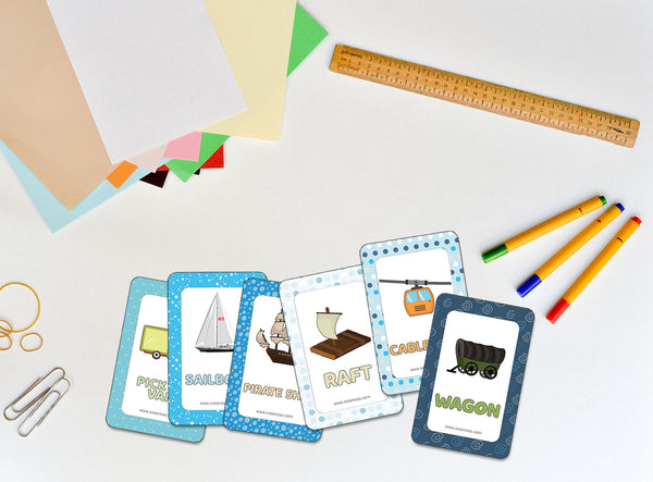 Creanoso Kinds of Transportation Learning Cards (2-Deck) - Classroom Reward Incentives for Students and Children - Stocking Stuffers Party Favors & Giveaways for Teens & Adults