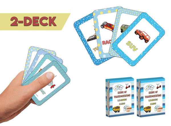 Creanoso Kinds of Transportation Learning Cards (2-Deck) - Classroom Reward Incentives for Students and Children - Stocking Stuffers Party Favors & Giveaways for Teens & Adults