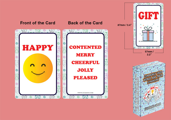 Creanoso Commonly Used Words and Their Synonyms Learning Cards for Boys Girls (2-Deck) â€“ Learning Day Care Classroom Nursery Home Teaching Supplementary Educational Card Pack