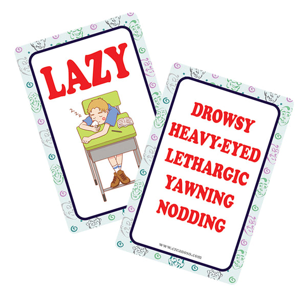 Creanoso Commonly Used Words and Their Synonyms Learning Cards for Boys Girls (2-Deck) â€“ Learning Day Care Classroom Nursery Home Teaching Supplementary Educational Card Pack