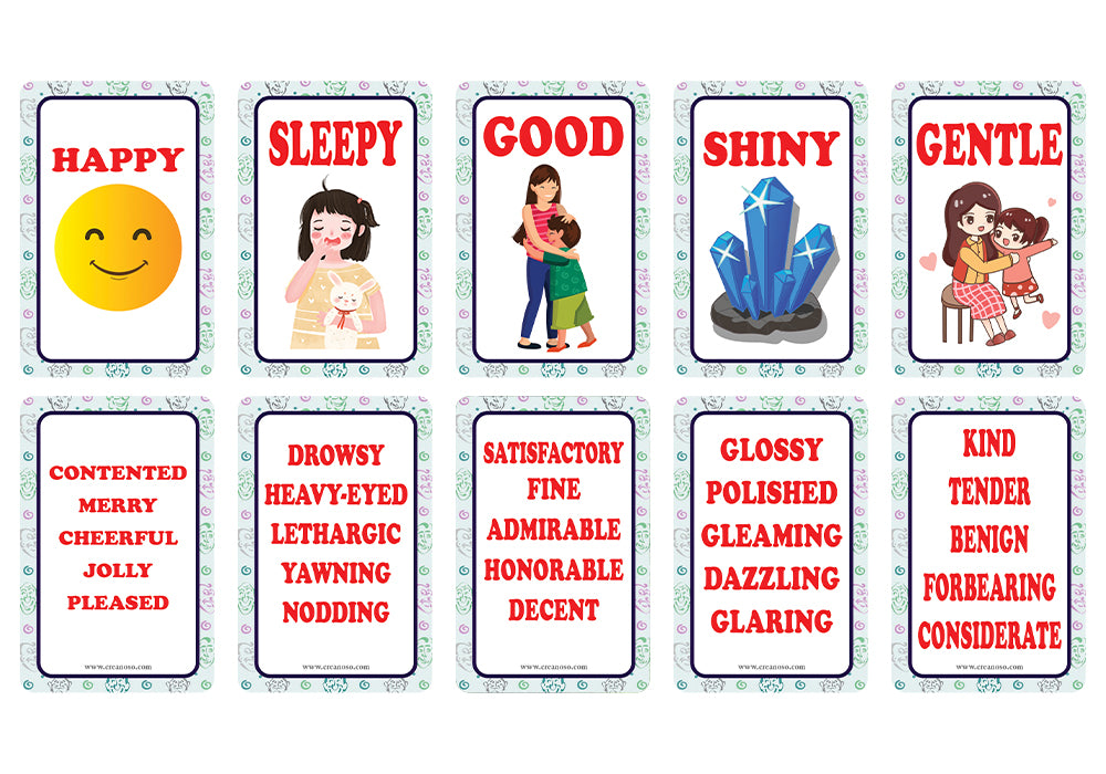 Creanoso Commonly Used Words and Their Synonyms Learning Cards (1-Deck) - Stocking Stuffers Educational Flashcards for Children â€“ Perfect Parents Teachers Teaching Assistance Tool