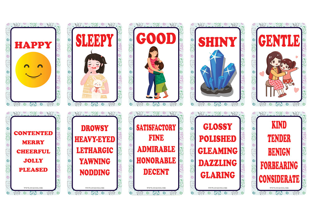 Creanoso Commonly Used Words and Their Synonyms Learning Cards for Boys Girls (2-Deck) â€“ Learning Day Care Classroom Nursery Home Teaching Supplementary Educational Card Pack
