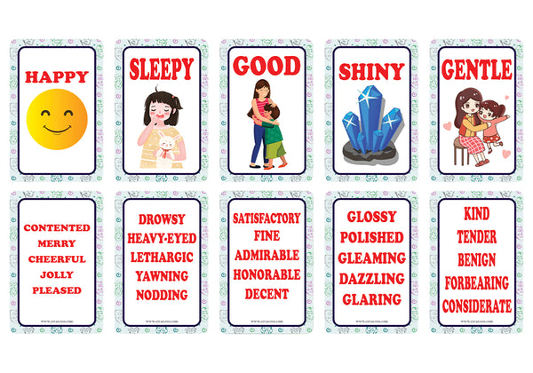 Creanoso Commonly Used Words and Their Synonyms Learning Cards for Boys Girls (2-Deck) â€“ Learning Day Care Classroom Nursery Home Teaching Supplementary Educational Card Pack