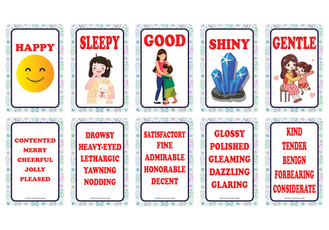Creanoso Commonly Used Words and Their Synonyms Learning Cards for Boys Girls (2-Deck) â€“ Learning Day Care Classroom Nursery Home Teaching Supplementary Educational Card Pack