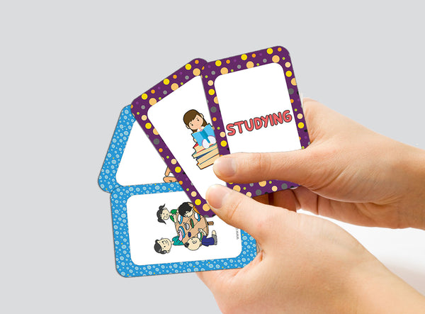 Creanoso Action Words Learning Cards (4-Deck) - Premium Quality Gift Ideas for Children, Teens, & Adults for All Occasions - Stocking Stuffers Party Favor & Giveaways