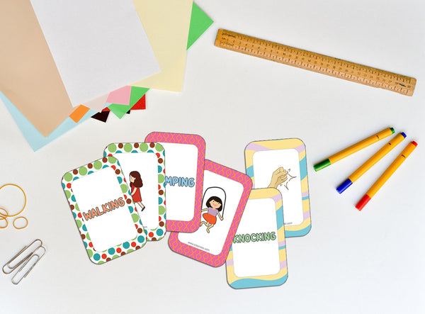 Creanoso Action Words Learning Cards (4-Deck) - Premium Quality Gift Ideas for Children, Teens, & Adults for All Occasions - Stocking Stuffers Party Favor & Giveaways
