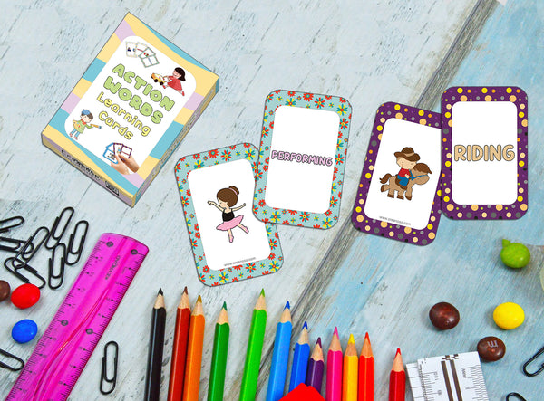 Creanoso Action Words Learning Cards (4-Deck) - Premium Quality Gift Ideas for Children, Teens, & Adults for All Occasions - Stocking Stuffers Party Favor & Giveaways