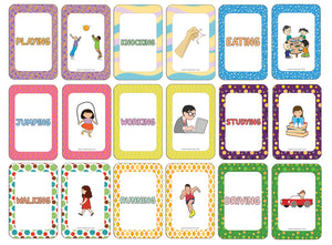 Creanoso Action Words Learning Cards (4-Deck) - Premium Quality Gift Ideas for Children, Teens, & Adults for All Occasions - Stocking Stuffers Party Favor & Giveaways