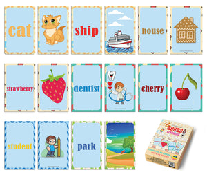 Creanoso Nouns Learning Flash Cards (1-Deck) - Fun Stocking Stuffers for Theme Party Favors Supply Props Games - Suitable for Kids Boys Girls Children - Unique Plastic Cards â€“ Home Schooling Set