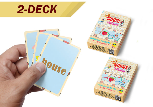 Creanoso Nouns Learning Educational Flash Cards (2-Deck) â€“ Cute Design Gifts Ideas for Birthday Party Supply for Kids Boys Girls - Fun Home Schooling Activities Stocking Stuffers â€“ Educational Pack
