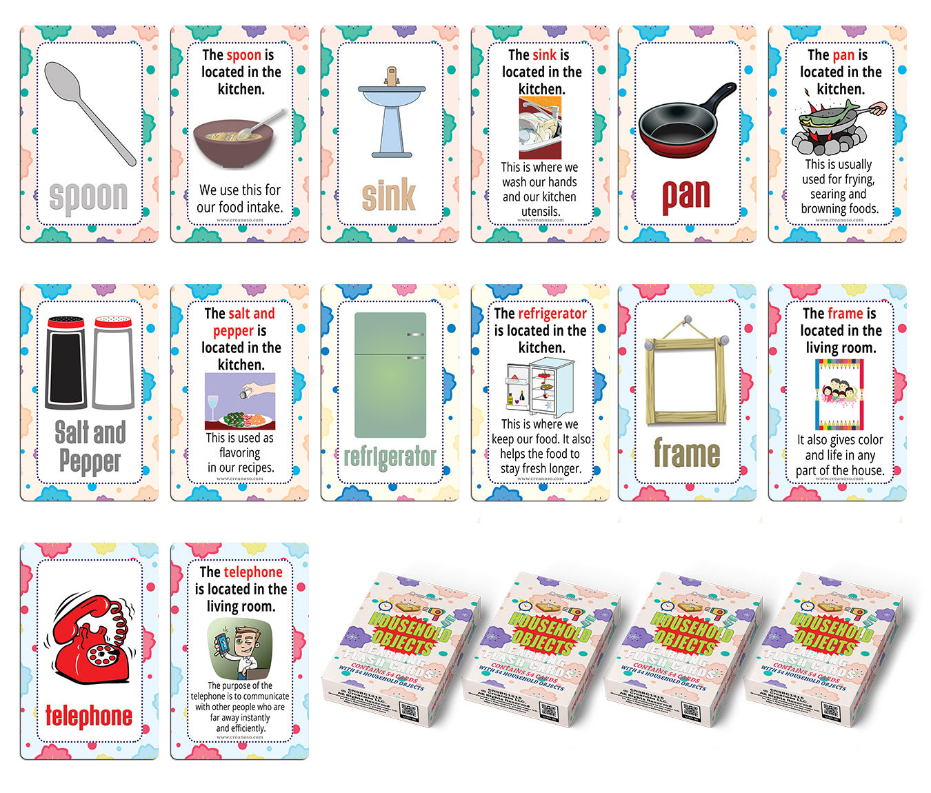 Household Objects Learning Cards (4-Deck)