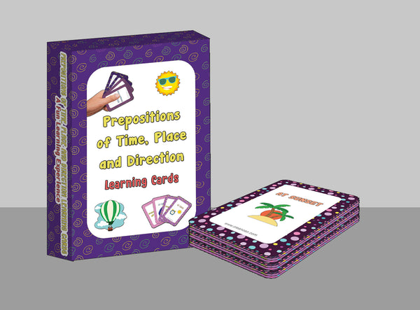 Prepositions of Time, Place and Direction Learning Cards (4-Deck)