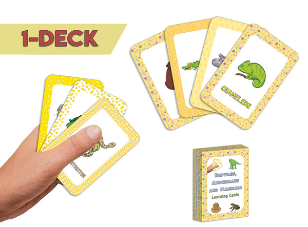 Reptiles, Amphibians and Mammals Learning Cards (1-Deck X 54 Cards)