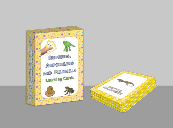 Reptiles, Amphibians and Mammals Learning Cards (1-Deck X 54 Cards)