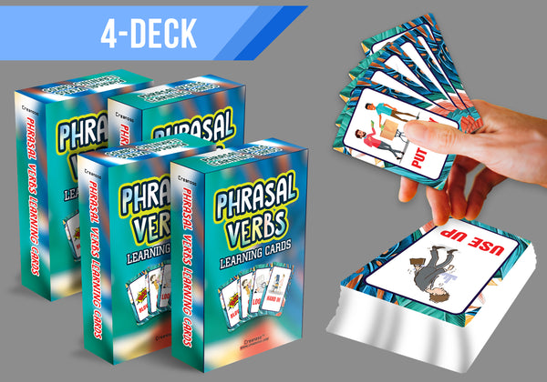 Phrasal Verbs Learning Cards (4-Deck X 54 Cards)