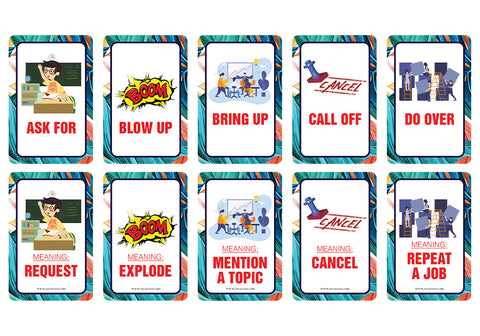 Phrasal Verbs Learning Cards (4-Deck X 54 Cards)