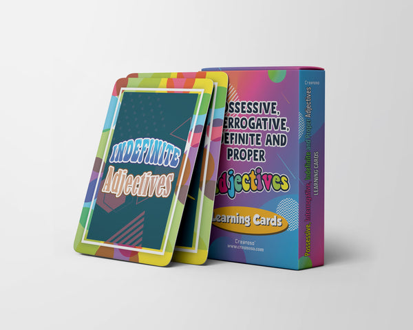 Possessive, Interrogative, Indefinite Adjectives Learning Cards (2-Deck X 54 Cards)