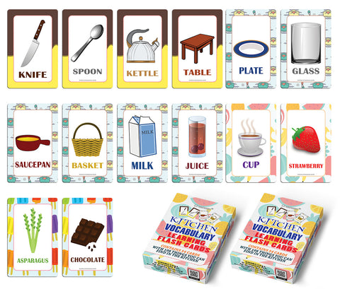 Kitchen Vocabulary Learning Cards (2-Deck X 54 Cards)