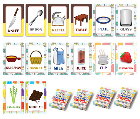 Kitchen Vocabulary Learning Cards (4-Deck X 54 Cards)