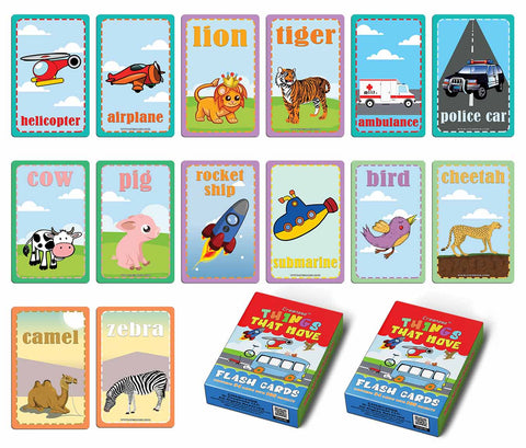 Things That Move Educational Flash Cards (2-Deck) Ã¢â‚¬â€œ Design Gifts Ideas for Birthday Party Supply for Kids Boys Girls - Fun Game Group Activities Stocking Stuffers Ã¢â‚¬â€œ Teaching Assistance Materials Pack