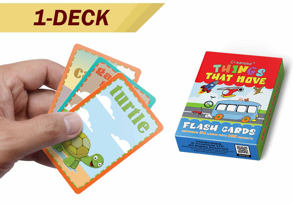 Creanoso Things That Move Educational Learning Flash Cards  - Fun Stocking Stuffers for Theme Party Favors Supply Props Game