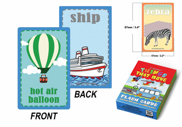 Educational Moving Things Flash Cards for Kids Bulk Set (4-Deck) - Pretty Favors Decor Decal Supply - Stocking Stuffers Gifts for Boys Girls Home Activities - High Quality Poker Size Standard Decks