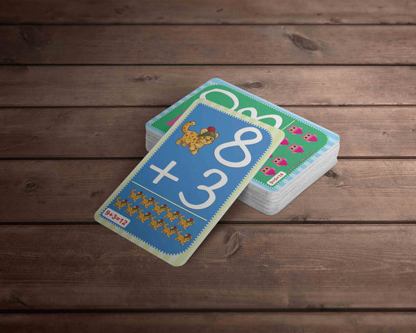 Creanoso Cute Animals Learning Addition 0-12 Flash Cards - Home Schooling Parent Teaching Assistance Material - Educational Cards Pack