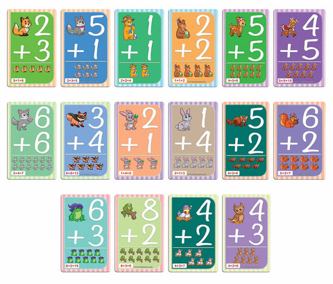 Creanoso Cute Animals Learning Addition 0-12 Flash Cards - Home Schooling Parent Teaching Assistance Material - Educational Cards Pack