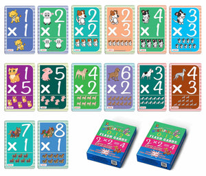 Creanoso Cute Animals Learning Multiplication 0-12 Flash Cards (2-Deck) - Fun Stocking Stuffers for Theme Party Favors Supply Props Games - Suitable for Kids Boys Girls Children - Waterproof Cards