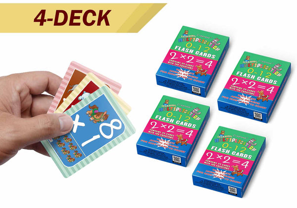Creanoso Learning Multiplication 0-12 Educational Flash Cards Ã¢â‚¬â€œ Cute Animals (4-Deck) Ã¢â‚¬â€œ Design Gifts Ideas for Birthday Party Supply for Kids Boys Girls Ã¢â‚¬â€œ Fun Stocking Stuffers Ã¢â‚¬â€œ Teaching Assistance