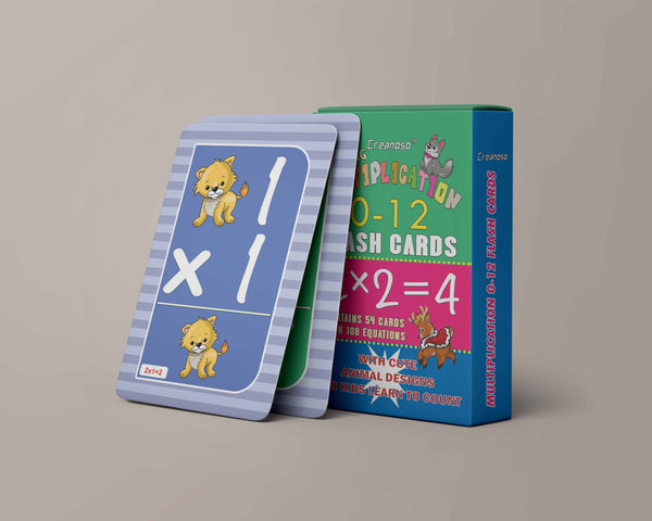 Creanoso Learning Multiplication 0-12 Educational Flash Cards Ã¢â‚¬â€œ Cute Animals (4-Deck) Ã¢â‚¬â€œ Design Gifts Ideas for Birthday Party Supply for Kids Boys Girls Ã¢â‚¬â€œ Fun Stocking Stuffers Ã¢â‚¬â€œ Teaching Assistance