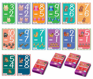 Creanoso Educational Cute Animals Learning Subtraction 0-12 Flash Cards for Kids Bulk Set (4-Deck) - Pretty Favors Decor Decal Supply - Stocking Stuffers Gifts for Boys Girls Home Activities
