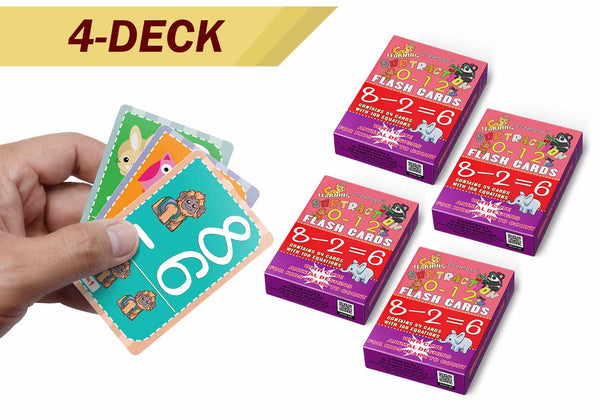 Creanoso Cute Animals Learning Subtraction 0-12 Flash Cards - Home Schooling Parent Teaching Assistance Material - Educational Cards Pack