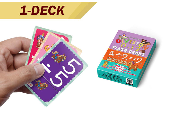 Creanoso Cute Animals Learning Division 0-12 Flash Cards - Home Schooling Parent Teaching Assistance Material - Educational Cards Pack