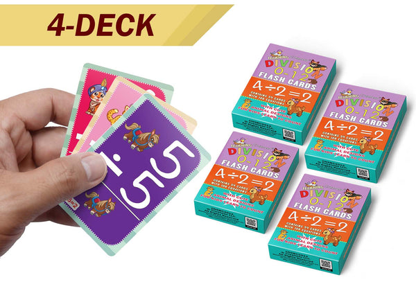 Creanoso Cute Animals Learning Division 0-12 Flash Cards - Home Schooling Parent Teaching Assistance Material - Educational Cards Pack