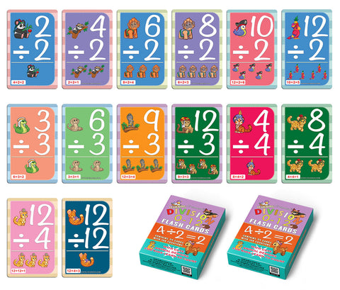 Creanoso Cute Animals Learning Division 0-12 Flash Cards (2-Deck) - Fun Stocking Stuffers for Theme Party Favors Supply Props Games - Suitable for Kids Boys Girls Children - Unique Waterproof Cards