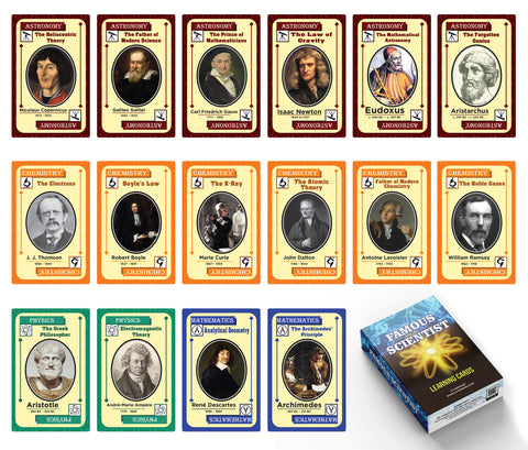 Creanoso Famous Scientists Learning Flash Cards (1-Deck) - Fun Stocking Stuffers for Theme Party Favors