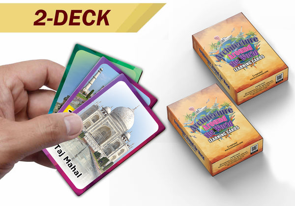 Creanoso Architecture Around the World Learning Cards (2-Deck) â€“ Learning Day Care Classroom Nursery Home Teaching Supplementary Educational Card Pack