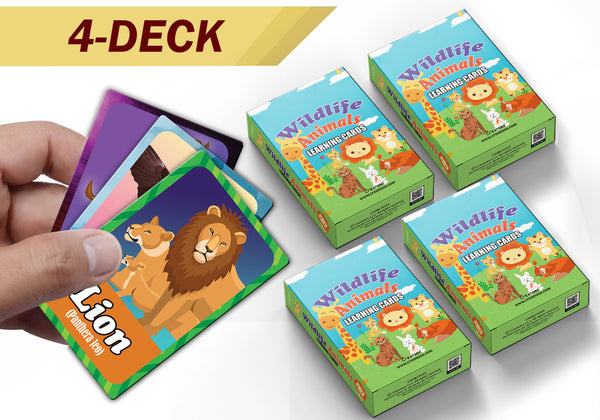 Wildlife Animals Learning Cards (4-Deck)