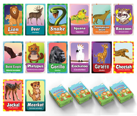 Wildlife Animals Learning Cards (4-Deck)