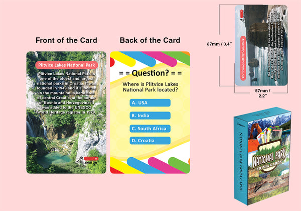 National Park Trivia Cards (1 Deck) - Stocking Stuffers for Themed Parties Props Theme Games â€“ Standard Size Poker Cards